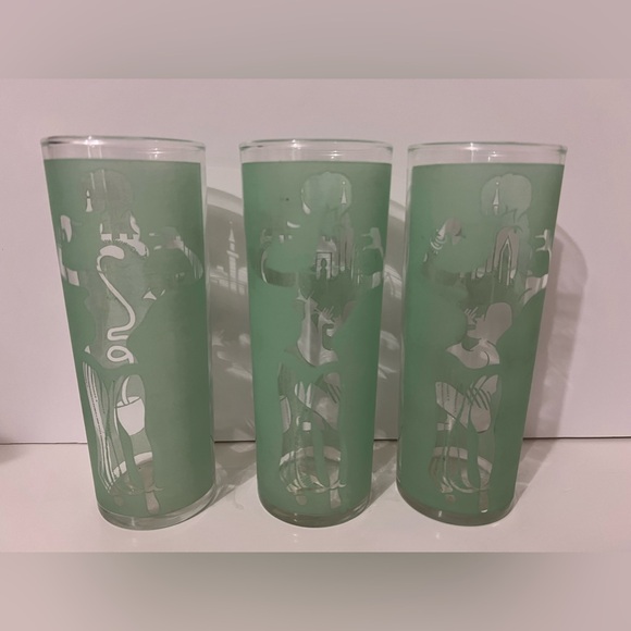 Set of 3 Dominion Glass Highball Tumblers with Belly Dancer and Snake Charmer - Picture 8 of 12